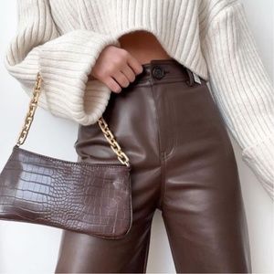 NWT Zara Chain Strap Croc Animal Embossed Shoulder Bag